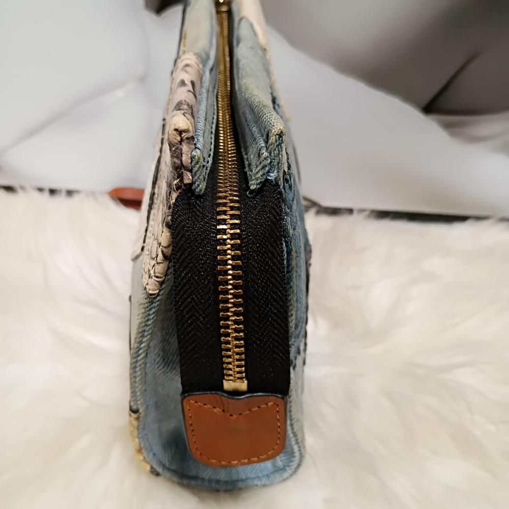 Marc Jacobs Blue Patchwork Clutch With Mixed Text… - image 5